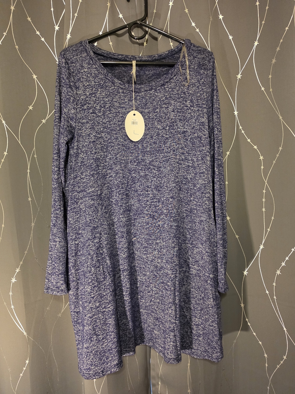 Cozy Heathered Blue Long Sleeve Tunic/dress with Pockets